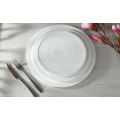 Haonai white round cake plate,9 inch porcelain dessert plate with customized design